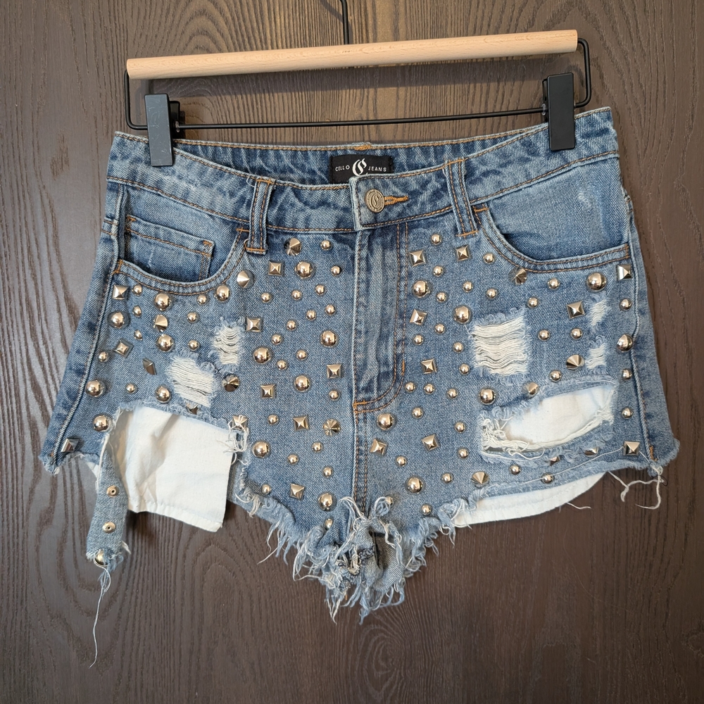 Studded Denim Shorts